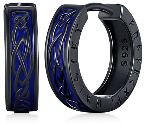 Wikinger Ohrringe für Herren, 925 Sterling Silber Nordische Rune Wikinger Ohrringe Viking Punk Ohrschmuck Schmuck Geschenke für Damen (A)