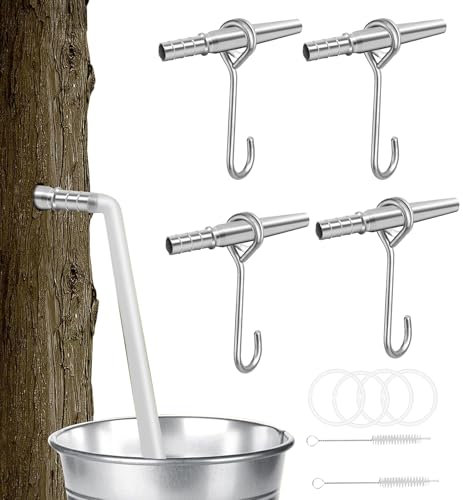 Ahornsirup Zapfhähne, Baumhahn Für Sirup, Wiederverwendbare Edelstahl Ahornsirup Wasserhähne, Stahlmapel Baum Spiles Spiles Mit Reinigungsbürsten Für Den Außenbereich