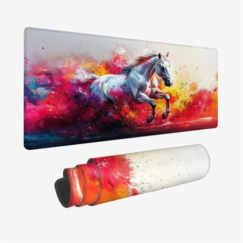 Caballo Alfombrilla Ratón Speed Gaming Arte, Large Mouse Pad XXL 80x40cm, Antideslizante Alfombrilla Gaming Accesorios para Mejorar la Precisión y la Velocidad, Oficina Desk Decor, Gamer Gifts,Model66