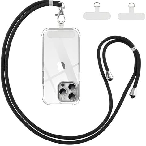 Vauki Handykette Universal, Handy Lanyard, Geeignet für alle Smartphones, mit jeder Hülle kombinierbar, Handyband Kordel Kette, Verstellbar und Abnehmbar, mit 2 Stück Pad, (ohne Hülle) - Transparent