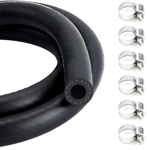 1 Metro Manguera de Gasolina,Tubo Gasolina Moto 6mm Diámetro Interior,Manguera Combustible con 6 Piezas Acero Inoxidable Abrazadera de Manguera,Línea de Combustible Para Coche,Moto,Motor Pequeño