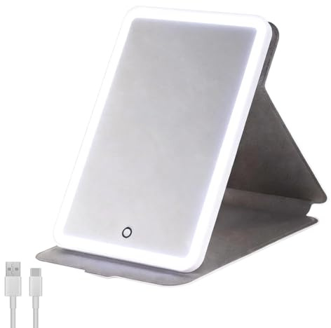 NEEWER ENTRY LEVEL VERSION 9 Beleuchteter Kosmetikspiegel mit Touch LED Selfie Licht, tragbarer faltbarer Reise Schminkspiegel, 1500mAh wiederaufladbar/3 CCT Modi/CRI90 für TikTok Beauty Vlogger, N26