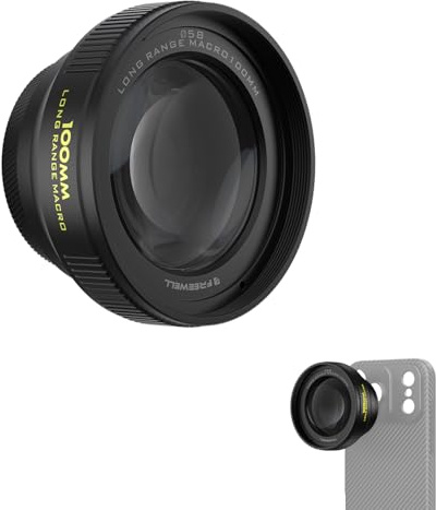 Freewell Makroobjektiv 100 mm für iPhone & Samsung, Vergrößerung | 60 mm Fokusabstand, für detaillierte Nahaufnahmen von Natur und kleinen Motiven