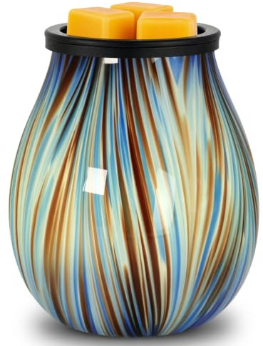 Glass Electric Wax Melt Burners-Fragrance Wax Melter with Removable Silicone Dish Scented Wax Melt Warmer 7 Led Mood Light Aroma Oil Burner for Office Home Decor Gift for Women