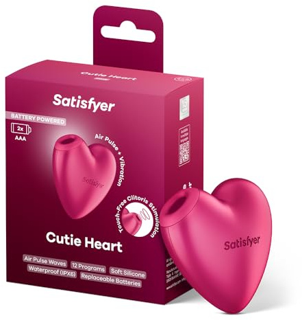 Satisfyer Cutie Heart Battery-Line | Herzförmiger Druckwellenvibrator mit Vibration & 2 separat steuerbaren Motoren | 11 Druckwellen & 12 Vibrationsstufen | Wasserdicht (IPX6) | batteriebetrieben