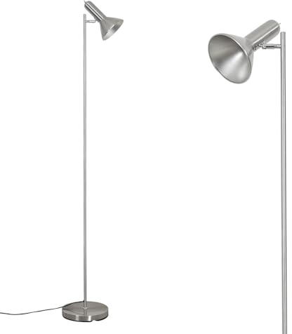 Amdelne Stehlampe Wohnzimmer, Retro Stehleuchte E27 Fassung max. 60W, Höhe 161cm, Leselampe Stehlampen Vintage, Metall Industrial Standleuchte für Sofa Schlafzimmer Büro, Nickel(ohne Leuchtmittel)