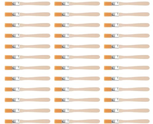 TA-VIGOR 0.5 inch (12mm) Soft Nylon Bristle Paint Brushes Orange 36pc | Bristle Paintbrush with Wood Handle for Touch Up, Wood, Cabinets, Fences, Edges and DIY Painting
