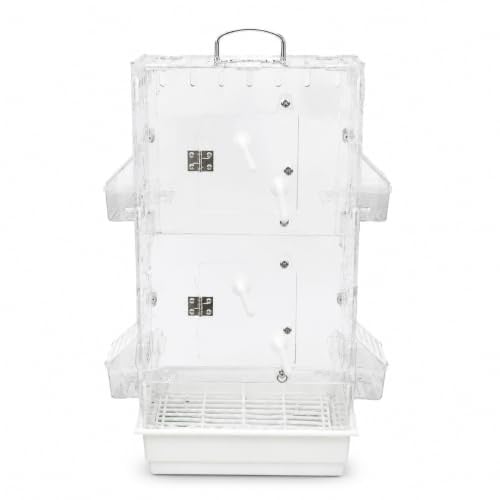 Okiyakusama Acrylic Bird Cage Transparent Aviary Enclosure Habitat House With Double Layer Frame Clear Windowed Walls Tool Assembly For Cleaning suitable for pet, Blue Base, Blue