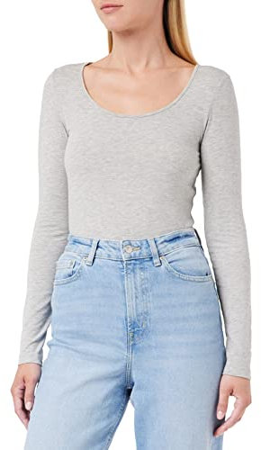 VERO MODA Damen Vmmaxi My Soft Long U-neck Noos' Langarmshirt, Grau (Light Grey Melange), S EU