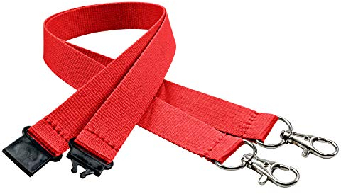 linie zwo ®, 10er Pack Schlüsselbänder 20 mm, 2x easy going Haken, Sicherheitsverschluss, Rot