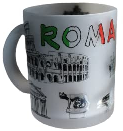 ICT Tazza Tazze Mug in Vetro Temperato Satinato Souvenir Ricordi Roma da Collezione 4664