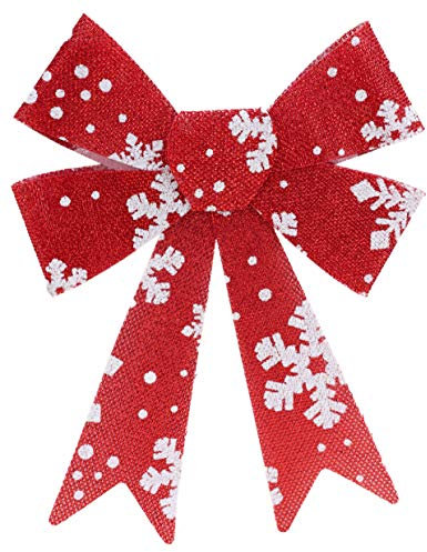 Christmas Concepts® 37cm Red With White Snowflakes Large Christmas Bow - Tree Decorations