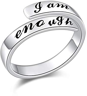 VONALA Silberring Silber ring 925 I am enough Regulierbare Ringe für Frauen Mädchen