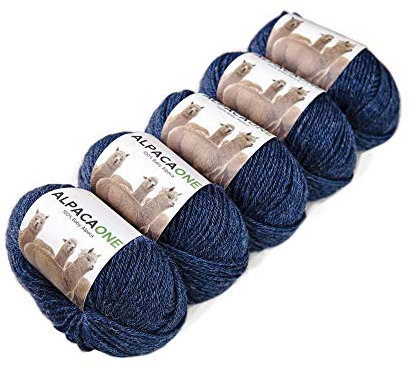 5-Pack Alpaka Wolle Jeansblau 100% Baby Alpaka 5x50g