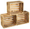 GrandBox Geflammte 3er Set Holz-Kiste 50x40x30 cm Wein-Kiste Obst-Kiste Deko-Kiste Kaminholz-Kiste Aufbewahrung Vintage Shabby Chick Retro