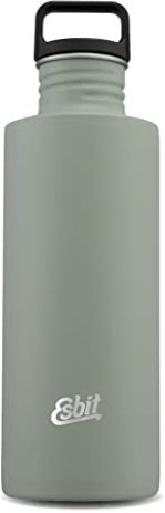Esbit Trinkflasche Sculptor - Edelstahl Trinkflasche mit praktischem Loop Verschluss - 1000 ml in Grau