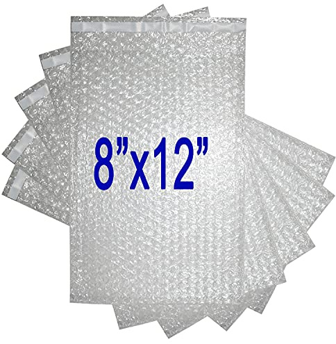 50Pack 8x12 INCH Bubble Out Bags Self-Seal Bubble Pouches for Moving, Shipping, and Storage, Wrap Cushioning Packaging Bag Double-Side Premium Sealing Bubble Out Pouch