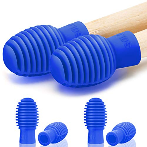 Schlagzeugdämpfer aus Silikon, leise, Übungsspitzen, Schlagzeugzubehör, Stummschaltung, Ersatz-Musikinstrumente, 4 Stück (Blau, Gitter)