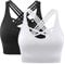 ANGOOL Damen Sport BH ohne Bügel Gepolstert Yoga Bra Kreuz Rücken Sport Bustier für Jogging Fitness, Schwarz+weiß, M