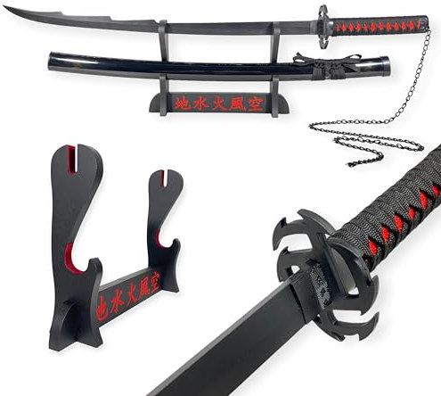 Katana Bleach Ichigo Bankai Evolution - Epée Lame Bois - Support Japonais Inclus