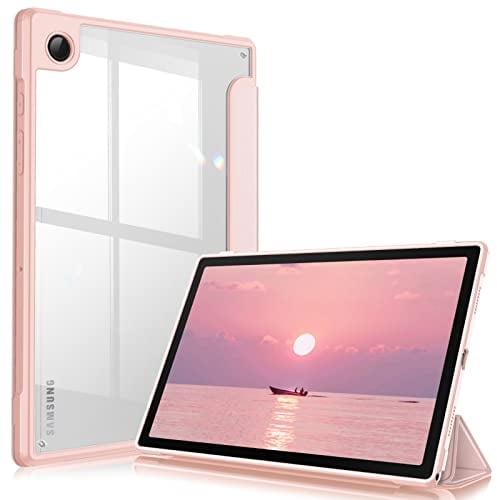FINTIE Custodia per Samsung Galaxy Tab A8 10.5'' 2021 SM-X200/X205 - Antiurto Sottile Case Posteriore Trasparente Cover con Auto Sveglia/Sonno, Oro Rosa