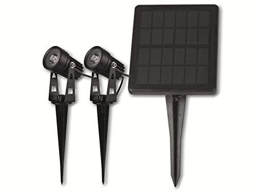 ChiliTec Led Solarstrahler Solarleuchten 2er Set Solarlampen mit Akku Gartenleuchten mit Dämmerungssensor IP65 Aussenstrahler Beleuchtung für Haus Garten Teich 3000k Warmweiss