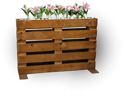 MACETERO/BIOMBO DE PALETS, MACETERO/BIOMBO Separador Decorativo, Mueble DE PALETS Separador DE Ambiente 120x80x19 Interior/Exterior (Nogal)