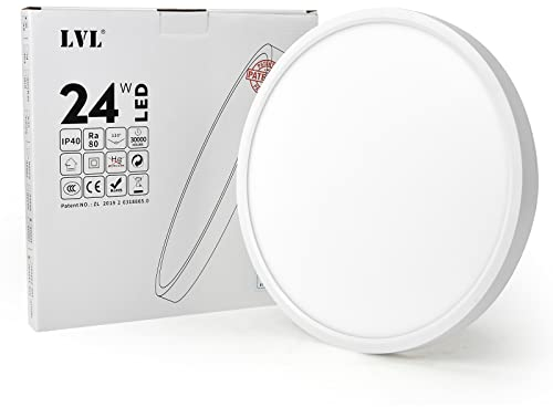 LVL LED-Deckenleuchte, rund, 24 W, 30 cm, Deckenleuchten, warmes Licht, natürliches Licht, Tageslicht, moderne Deckenleuchte für Flur, Korridor, Küche, Schlafzimmer, Büro (Weiß, Φ30cm-24W)