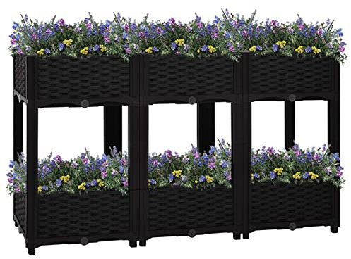 MOONAIRY Hochbeet, Kräuterbeet, Kräuterspirale, Hochbeete Für Garten, Kräuter Beet, Blumenkübel, Blumenbeet, Balkon Pflanzen, 120x40x71 cm Polypropylen
