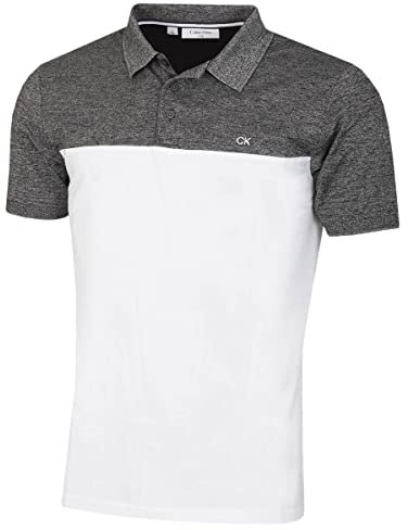 Calvin Klein Herren Farbe Block Leicht Golf Polo Hemd - Charcoal/Weiß - S