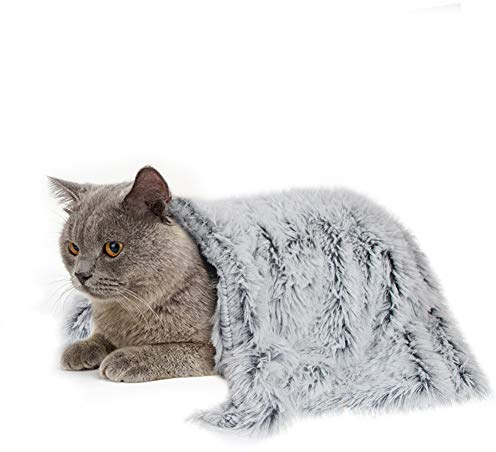 PJYuCien Flauschige Fleece-Überwurfdecke, beruhigend, super weich und warm für Indoor-Katzen und Hunde, Größe S, 40,6 x 61 cm, maschinenwaschbar, graue Welpendecke