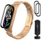 ASDONAL Correa de Acero Inoxidable Compatible con Xiaomi Mi Band 7 y NFC, Correa Metálica de Repuesto y 2 Protectores de Pantalla (Oro Rosado)
