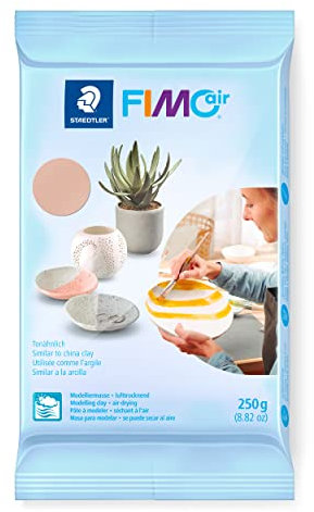 STAEDTLER lufttrocknende Modelliermasse FIMO air, blassrosa, sofort gebrauchsfähig, kein Brennvorgang notwendig, 250g, angenehme Haptik, klebt nicht, mind. 95% natürliche Rohstoffe, 8103-43