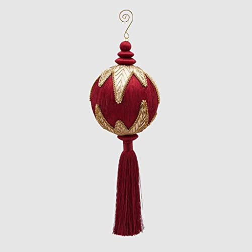 EDG Decoro Nappa Ricamo per Albero Natalizio H36 D12 Colore : Granato