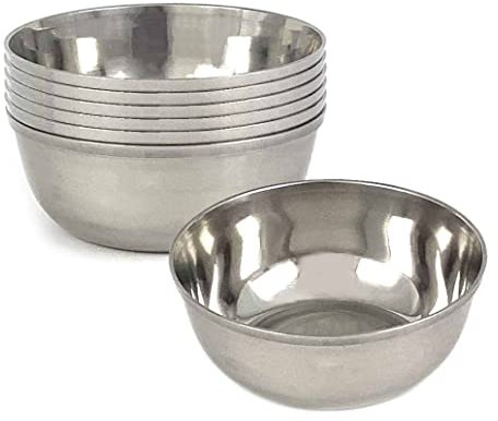 Tredoni Lot de 6 bols à sauce de 11 cm – Bol à sauces en acier inoxydable de 300 ml pour salade/guacamole, bol à olive/cacahuètes (11 cm // 300 ml, 6 pièces)