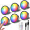 RGB Rechargeable Spot Lights Indoor, 1600mAh Battery Colour Changing LED Puck lights with Remote Push Button Under Cupboard Kitchen Lights USB Magnetic Touch Shelf Light Stick On Display Cabinet Light