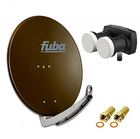 HD Digital Sat Anlage 2 Satelliten Astra/Hotbird - 1 Teilnehmer | Fuba DAA780B Sat Schüssel 78cm braun + DUR-line MB6-US Monoblock Single LNB 6° (DVB-S2, HDTV, 4K/8K, 3D) + 2xF-Stecker vergoldet