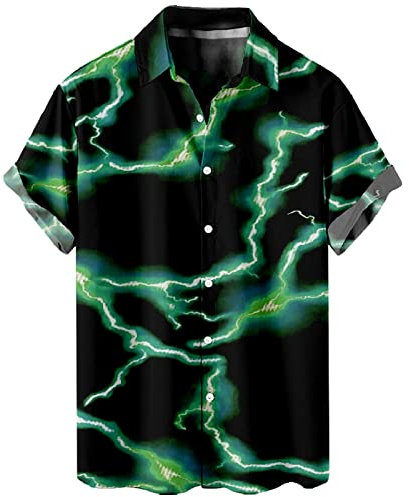 Mens Button Dress Shirt Linen Shirts for Men 2023 New Casual Short Sleeve Button Down Leopard Print Loose Tee Tops with Pocket Men's Linen Guayabera Shirts Button Down Tops JANUK30723SALE07991 Green