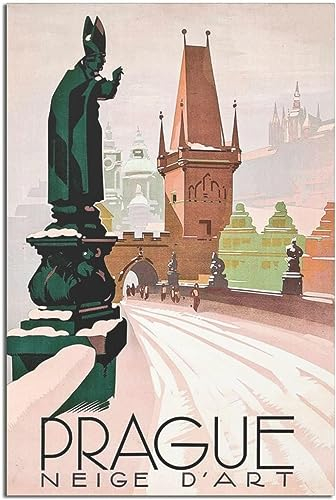 Dekorative Gemälde Prag Vintage Reise Poster Wand Kunst Wandbild Leinwand Malerei Dekorative Gemälde Ungerahmt 30x45cm