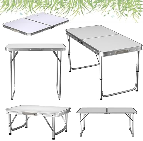 VickyHome 60x40x26CM Hochleistungsklapptisch aus Metall, Picknick-Campingtisch, tragbarer Gartentisch mit Tragegriff - abschließbarer Knopf - für den Innenbereich im Freien