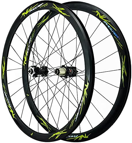 Samnuerly 40MM Rennrad-Laufrad, doppelwandiger Alu-Straßenlaufradsatz, Schnellspanner, Vorderrad, Hinterradfelgensatz, Scheibenbremse, 7-12-Gang-Laufradsatz