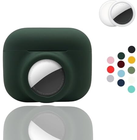 【2 in 1】CAQAKA Anti-Scratch Anti-Fall Anti-Lost Protective Cover Compatible with AirPods Pro and AirTag, Soft Silicone Protective Case for Boys Girls Womens Mens