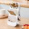 Hosoncovy Soporte de secado de cubiertos de encimera de 3 niveles, escurridor de cubiertos, caja de soporte de mesa, tenedor de palillos, organizador de utensilios de cocina (blanco)