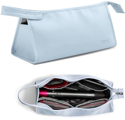 Veki Bolsa de Almacenamiento Compatible con Dyson Airwrap Styler y Dyson Supersonic, Funda de Viaje para Secador de Pelo Dyson y Shark, Bolsa Protectora de Viaje de Rizador de Pelo (Azul, Triángulo)