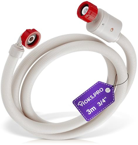 Viоks.pro Wasserstop Waschmaschine Schlauch Wasserschlauch 3/4 Zoll 3m 90°C Gerade/Gewinkelt - Universal Wasserstop Zulaufschlauch Waschmaschine/Aquastop Schlauch Spülmaschine