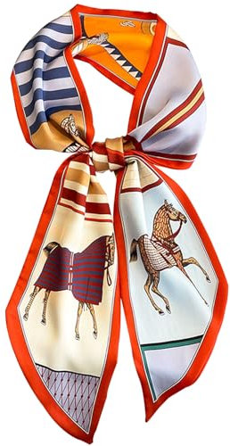 Hioyiwse Kopftuch, Halstuch, Halstuch, für Damen, Geldbörse, Tasche, Schals für Handtaschen, seidig, lang, dünn, Satin, Kopftuch, modisch, B16 - das laufende Pferd (15 x 150 cm), 59