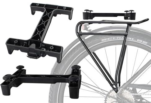 BISOMO Fahrrad Gepäckträger Adapter Snapit 2.0 für Racktime, Snap-It, Verschiedene Modelle für Fahrrad Korb, Tasche, Gepäckträgertasche (3. mit Fuß ohne Schloss)