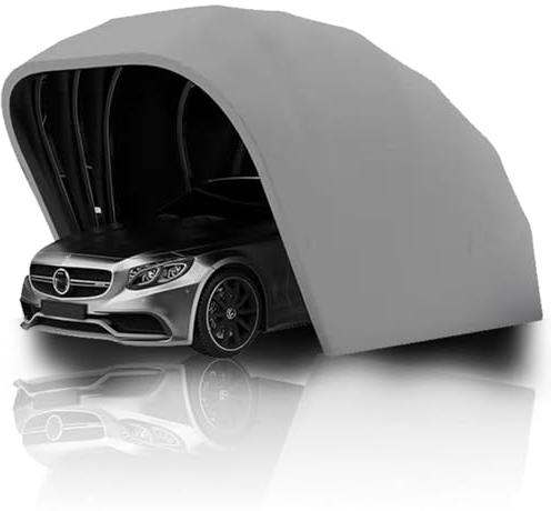 Porto per auto resistente con telaio rinforzato interamente in metallo, tettoia completamente automatica per esterni e protezione per tutte le stagioni, garage portatile