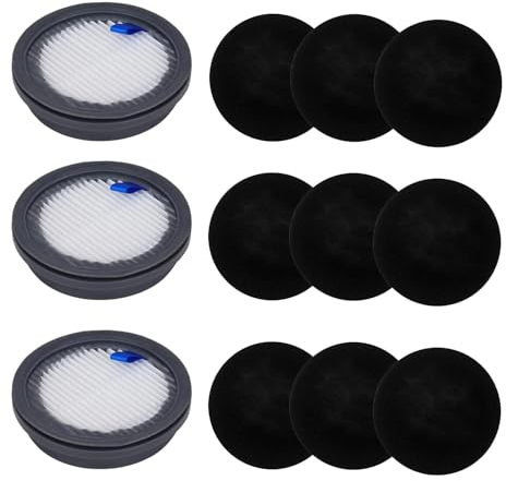 Taicols 3 Stück HEPA-Filter set mit 9 Schwämme, HEPA Ersatzfilter Zubehör, Kompatibel Afoddon A200Pro/A200 ORFELD B08/C10A/C10G NEQUARE S12, S25, S26, S25Pro Serie schnurlose Staubsauger