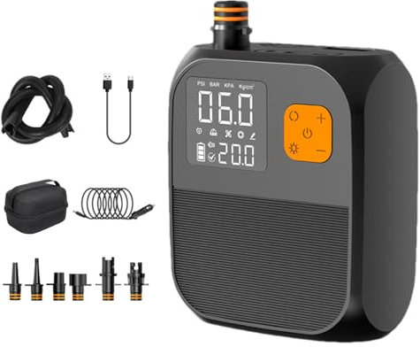 Compressore d'aria wireless, Pompa elettrica per paddle board da 25 PSI, Pompa SU'P ricaricabile, Pompa d'aria portatile SU'P, Pompa d'aria elettrica portatile per cuscini gonfiabili, Letti con matera